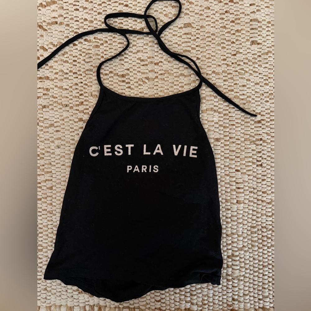 Brandy Melville Black C'est La Vie Camisole